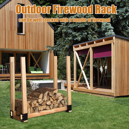 Zhitaoxun 4 Pack Firewood Log Storage Rack Bracket,Indoor Outdoor Adjustable Heavy Duty Powder Coated Steel Holder,Fireplace Wood Storage, Log Holder