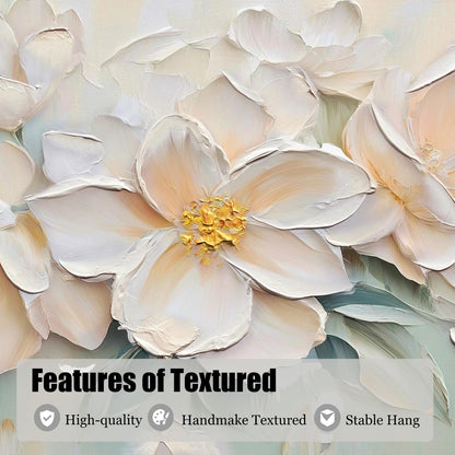 Anolyfi White Textured Flowers Canvas Wall Art for Living Room, Modern Aesthetic Sage Florals Painting Wall Decor for Hallway Bedroom Dining Room Office Home Decor 40"x20"
