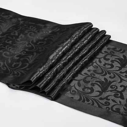 Cobedzy Black Satin Bed Runner for King Size Beds(1.8m), 50 x 240cm(20" x 94") Jacquard Bed Scarf Satin Bedding Scarves for Hotel, Home, Guesthouse