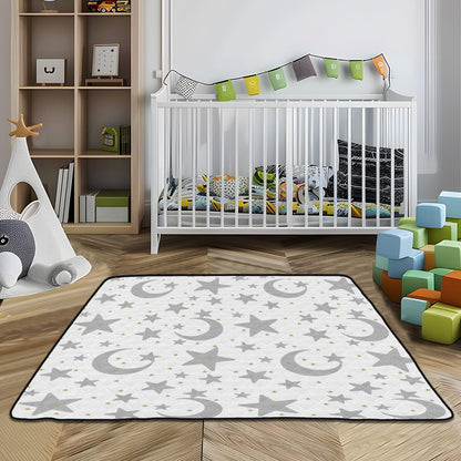 KICPOAY Baby Play Mat Stars Moon Pastel Grey 50 x 50 Playpen Mats for Floor Play Gym Crawling Mat Non-Slip Cushioned Baby Playmat for Infants, Babies, Toddlers