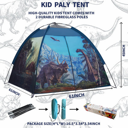 Mnagant Dinosaur Kids Play Tent-61”x61”x45”Realistic Dinosaur Kids Tent Indoor & Outdoor, Pop Up Play House for Kid, Boys & Girls Age 3-12