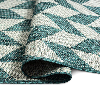 Nicole Miller New York Patio Country Calla Contemporary Herringbone Indoor/Outdoor Area Rug, Green/Cream, 6'6"x9'2"
