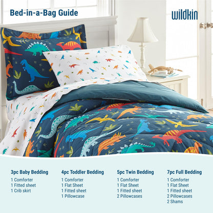 Wildkin Kids Cotton Toddler Comforter Set – Soft & Lightweight, Fits Standard Crib Mattress - Dinosaur Land