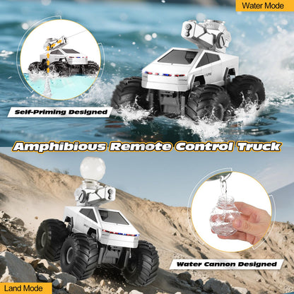 Fippy Amphibious Remote Control Car with Water Squirt, Waterproof Remote Control Truck, 1:16 RC Monster Truck, 4WD All-Terrain Off-Road Pickup RC Trucks Gift for Kids Boys