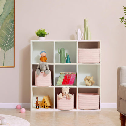 ENAORGAN Set of 4 Pink Rope Basket for Shelves Woven Rectangle Storage Basket Bins for Nursery Toy Storage for Baby Girl