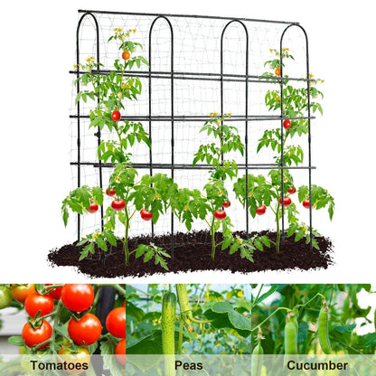 OTOSUNNY Garden Trellis for Climbing Plants Outdoor, 6 FT Tall Arch Tunnel, Metal A-Frame Plant Support with Trellis Netting Vegetable Fruit Flower, Cucumber Trellis for Garden Raised Bed