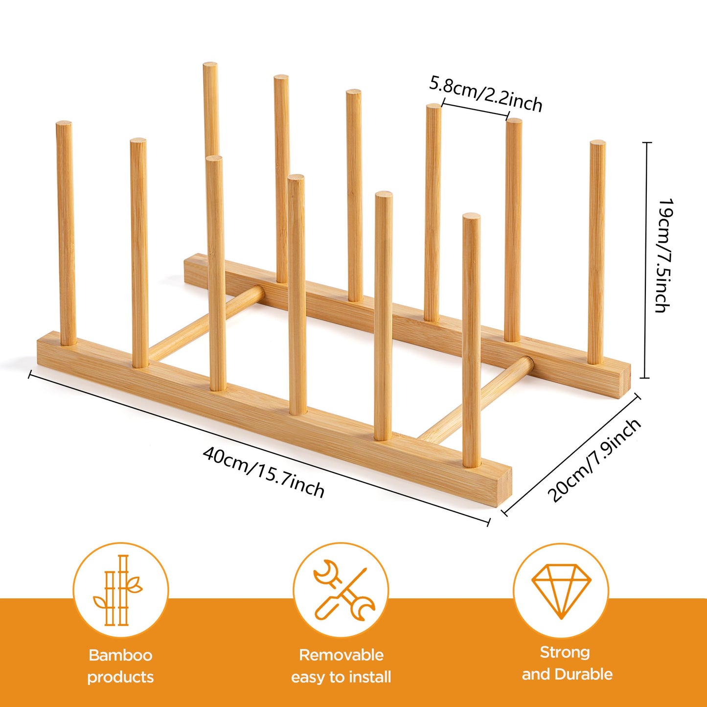 HBlife Desk File Organizer 5 Section Upright File Sorter, 1 Pack Bamboo File Holder for Home, Office & School