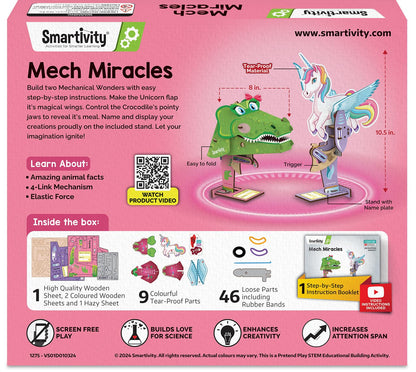 Smartivity Mech Miracles - Magical Unicorn & Cute Crocodile for Girls Ages 6,7,8,9,10,11,12 Years I DIY Craft Kit | Christmas, Birthday Gifts for Boys & Girls