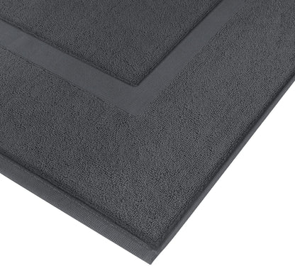 Utopia Towels Cotton Banded Rug, Bath Mats, Not a Bathroom Rug, 21 by 34 Inches, 100% Ring Spun Cotton, Highly Absorbent Shower Bathroom Floor Mat, Grey, 2 Pack
