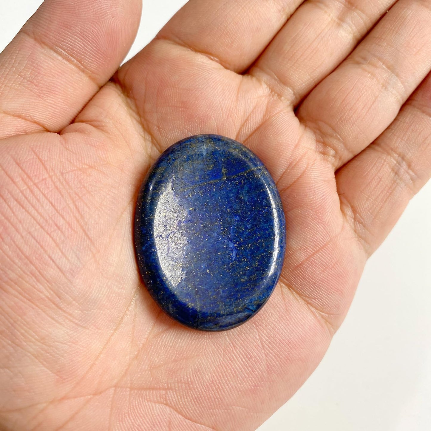 GolbalJew Lapis Lazuli Thumb Worry Stone for Anxiety Healing Crystals Sets, Hand Carved Crystals and Healing Stones, Meditation Crystal Reiki Natural Relax Palm Stone for Anxiety Therapy Relief