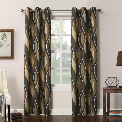 No. 918 Intersect 2-Pack Ogee Print Semi-Sheer Grommet Curtain Panel Pair