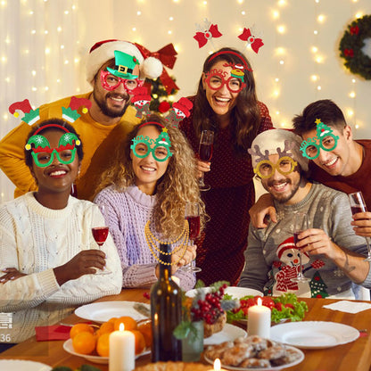 51PCS Christmas Glasses and Holiday Headbands Set Christmas Photo Booth Props Party Decoration Accessories for Xmas Party Supplies Holiday Favors(51)
