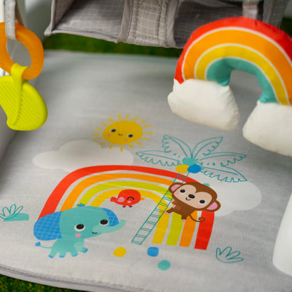 Bright Starts Learn-to-Sit Baby Floor Seat, 2-Positions Grow with Infant, Portable Baby Chair, Includes Sensory Toys, Unisex, 4-12 Months, Playful Paradise