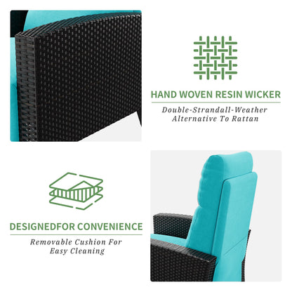 IDEALHOUSE Wicker Outdoor Recliner Reclining Patio Chair with Adjustable Back & Footrest 150° Lay-Flat Reclining with Air Pump Rattan Flip-Up Side Table Outdoor Lounge Chair for Pool Deck Balcony