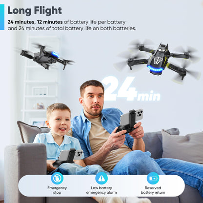 Flymevac Drone with Camera, Dual 720HD, Drone for Kids with Cool Lights, Gestures Control, Vertical Shooting, Waypoint Flight, Gravity Control, 3D Flip, 3-Speeds, Drones for Adults, Beginners, Kids