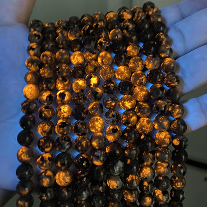 4MM 80PCS Flame Yooperlite Stone Beads Loose Beads for Jewelry Making DIY Bracelets Show Flame Color Under the Irradiation of UV Lamps
