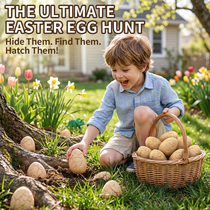 24 Dinosaur Eggs Dig Kit Toys for Kids, Dinosaur Eggs Excavation Kit with Magnifier, Easter Basket Stuffers, Science STEM Birthday Party Favors Gifts for Boys Girls Age 3 4 5 6 7 8 9 10 + Years Old