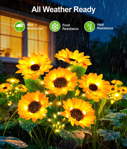 LETMY Solar Lights Outdoor Garden Decor, 4Pack Upgraded Solar Garden Lights with 24 Sunflower Lights, Solar Flowers Outdoor Waterproof IP65 for Garden Flower Bed Yard Decor, Gift for Women Mom Grandma
