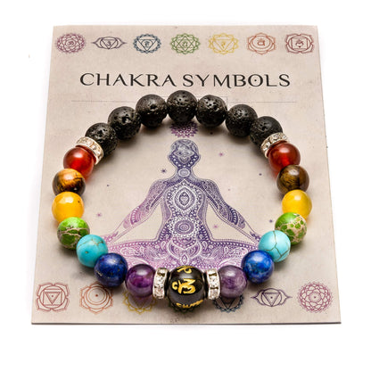 WICCSTAR Chakra Bracelet For Women. Healing Crystals For anxiety relief and Aromatherapy