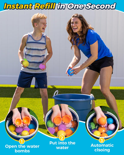 Tlitlimom Reusable Water Balloons, Summer Toy Water Toy for Boys and Girls, Pool Beach Toys for Kids ages 3-12, Outdoor Activities Water Toys Self Sealing Water Splash Ball for Fun (6Pack)