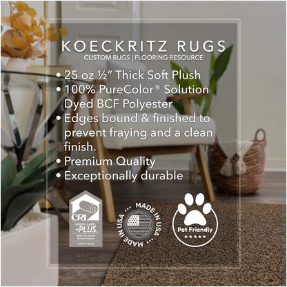 KOECKRITZ Custom Cut-to-Fit Area Rugs Neutral Carpet - Soft Plush Indoor Rugs - Perfect for Living Room, Bedroom, Entryway - Great for Homes, Apartments, Dorms, Kids Room - Sample Rug 6"x 6" Brown