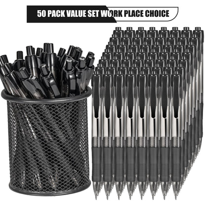 deegtran Pens Bulk, 50 Pack No Bleed Black Ink Click Pens with Soft Grip, Wholesale Retractable Ballpoint Pens for Office School, Medium Point Smooth 1.0MM