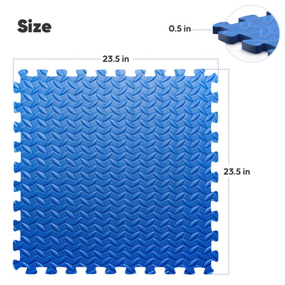 36 Pack Home Gym Mat, Puzzle Exercise Mat, EVA Interlocking Foam Floor Tiles for Home Workout Equipment and Kids' Play Areas -, 24 in x 24 in x ½ in, Blue 36 Tiles