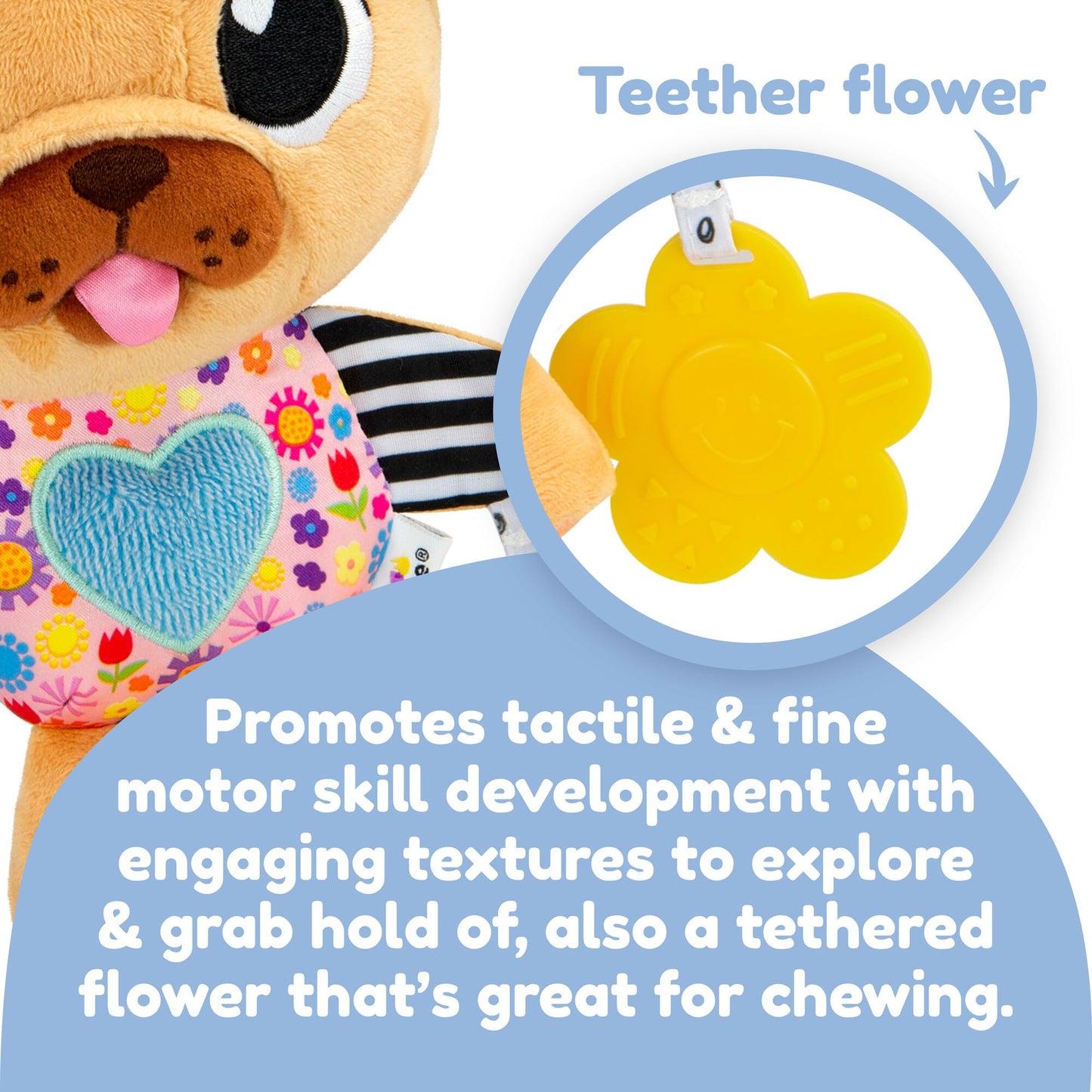 Lamaze Lovey The Pug Clip On Toy - Baby Sensory Toys for Stroller or Car - Developmental Stroller and Car Seat Toys - Includes Clip for On-The-Go Stroller or Car Seat Play - Ages 0 Months and Up