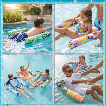 Soulchen 4 Packs Inflatable Pool Floats Kids Floating Lounge Chairs Floaties Water Hammock Inflatable Pool Toys Kids Blow Pools Noodle for Summer Beach Party Game Vacation Essential (Mixed Colors)