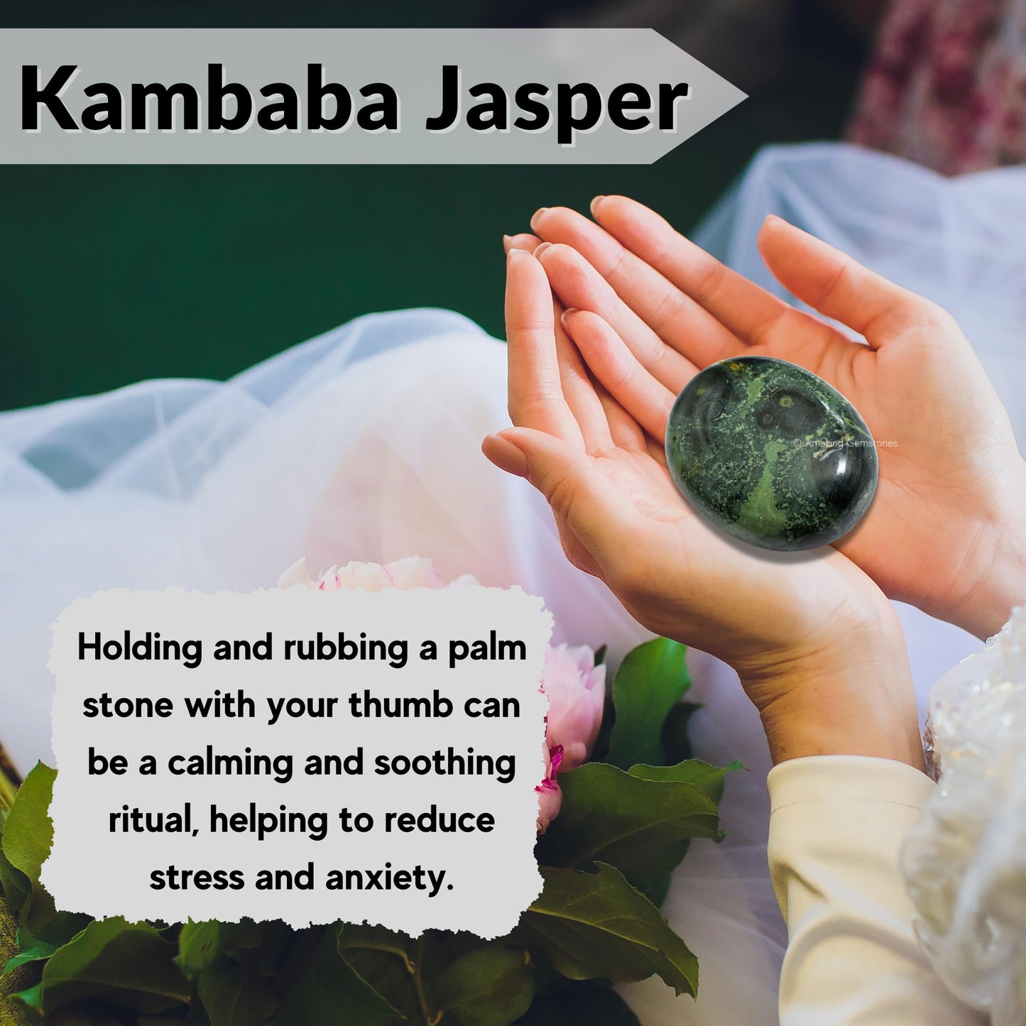 Amazing Gemstone Kambaba Jasper Crystals and Healing Stones - Large Palm Stone Crystals Piedra - Crystal for Good Luck, Balanced Positive Energy, Meditation - Unique Stocking Stuffers, Gifts for Women