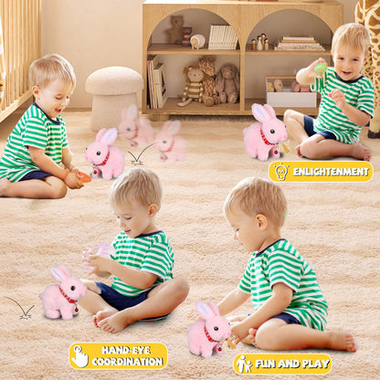 Jimate Bunny Toys for Kids Aged 3-7, Hopping Bunny Toy with Realistic Jumping, Wiggling Ears, and Sound Effects, Ideal Rabbit Toys for Girls and Boys for Birthdays, Easter