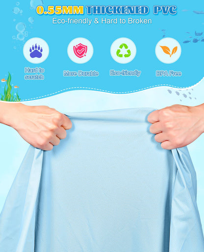 118" Extra Large Splash Pad - Non-Slip Splash Pad for Kids and Dogs Thickened Dog Pool with Sprinkler Outdoor Water Toys Giant Fountain Play Mat for Toddlers Children Adults Pets