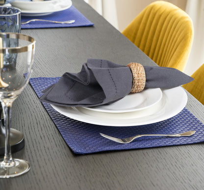 Bedding Craft Cotton Cloth Dinner Napkins Set of 12 – 18x18 Steel Grey with Hemstitched Mitered Corners – Machine Washable Reusable Napkins for Thanksgiving & Christmas