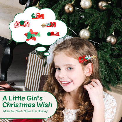 Christmas Hair Clips Set - Santa Hat, Snowflake, Bow & Star Barrettes for Women Girls Holiday Party (Red/Green) Hair Accessories for Women Girls (Pom Pom)