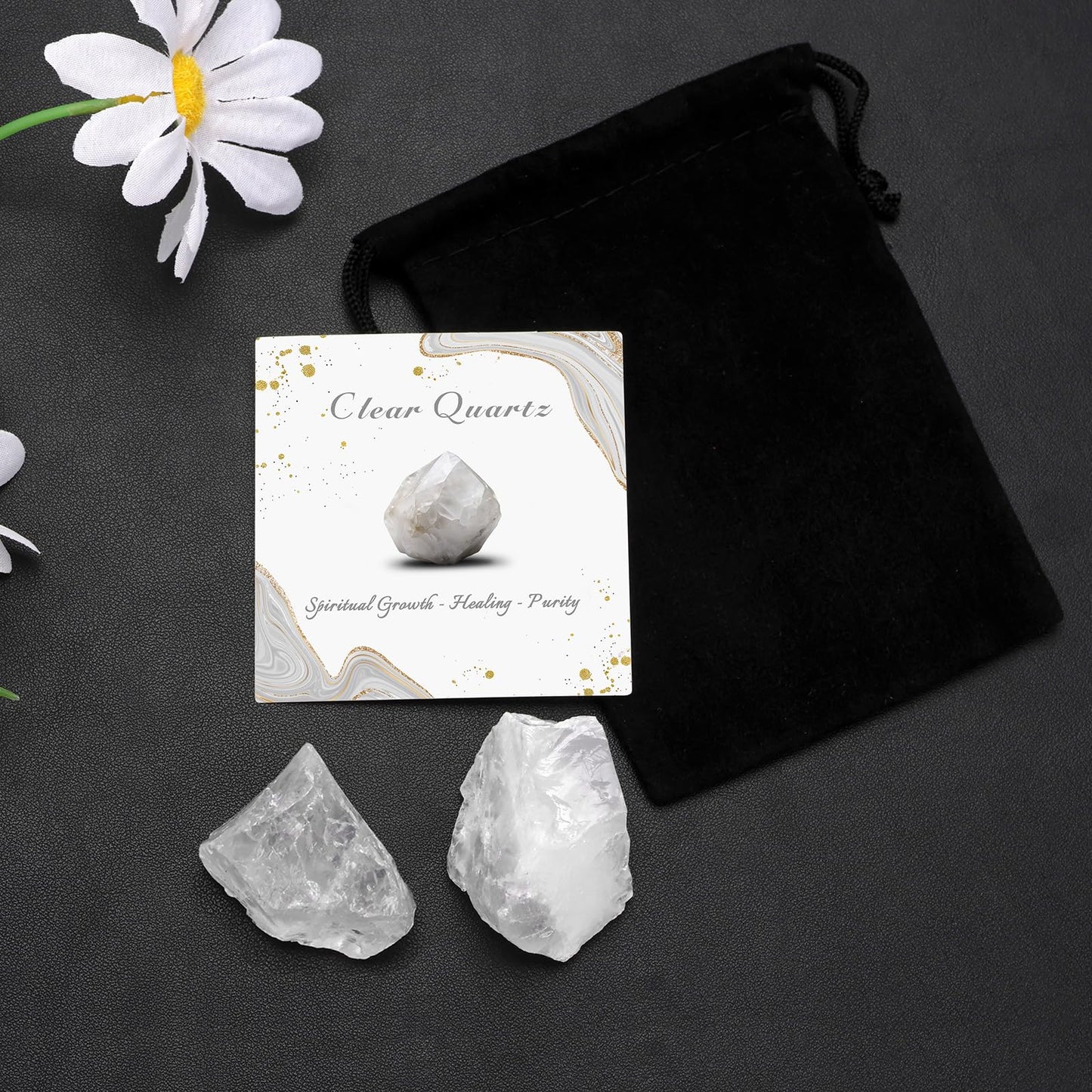 GolbalJew Clear Quartz Natural Raw Crystals 2PCS Healing Crystal Stones 1.2-2.0” Reiki Healing Stone for Meditation Chakra Balance Home Decor