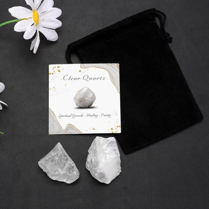 GolbalJew Clear Quartz Natural Raw Crystals 2PCS Healing Crystal Stones 1.2-2.0” Reiki Healing Stone for Meditation Chakra Balance Home Decor
