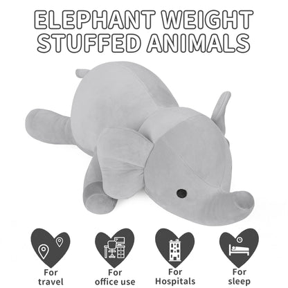WeBingo 4.2 lbs Elephant Weighted Stuffed Animals, 24" Weighted Elephant Plush Toy Weighted Plush Animal Throws Pillows Gifts for Kids & Adults
