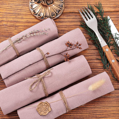Socomi Cloth Napkins Pink Summer Washable Reusable Bulk Linen Cotton Napkins Set of 4 17"x17" for Wedding Party Bridal Baby Shower Birthday Dining Table Decorations