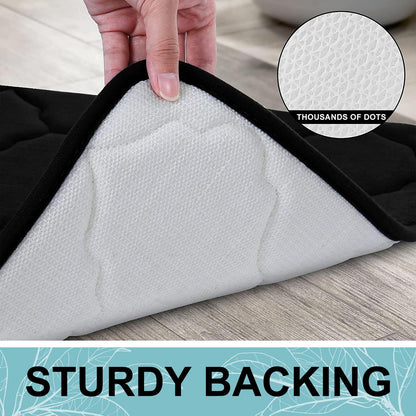 OLANLY Memory Foam Toilet Rugs U-Shaped 24x20, Ultra Soft and Absorbent Bathroom Rugs, Non-Slip, Comfortable, Machine Washable Contour Bath Mat for Toilet Base, Home Decor Accessories, Black