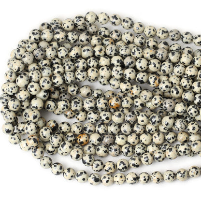 CHEAVIAN 45PCS 8mm Natural Dalmatian Stone Round Loose Beads for Jewelry Making DIY Findings 1 Strand 15"