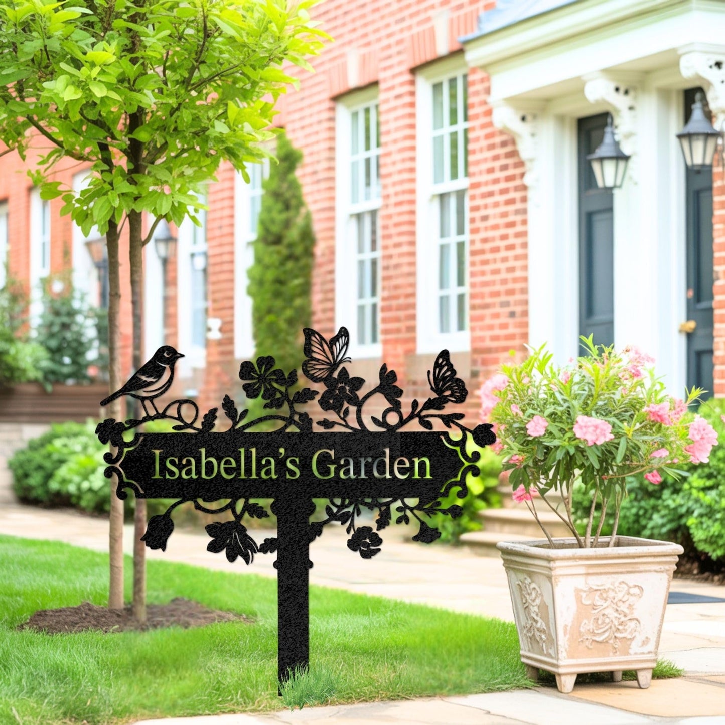Custom Metal Garden Stake, Personalized Name Sign Decor, Hummingbird Yard Sign with Stakes, Outdoor Gardening Home Decor, Garden Metal Gifts for Gardeners