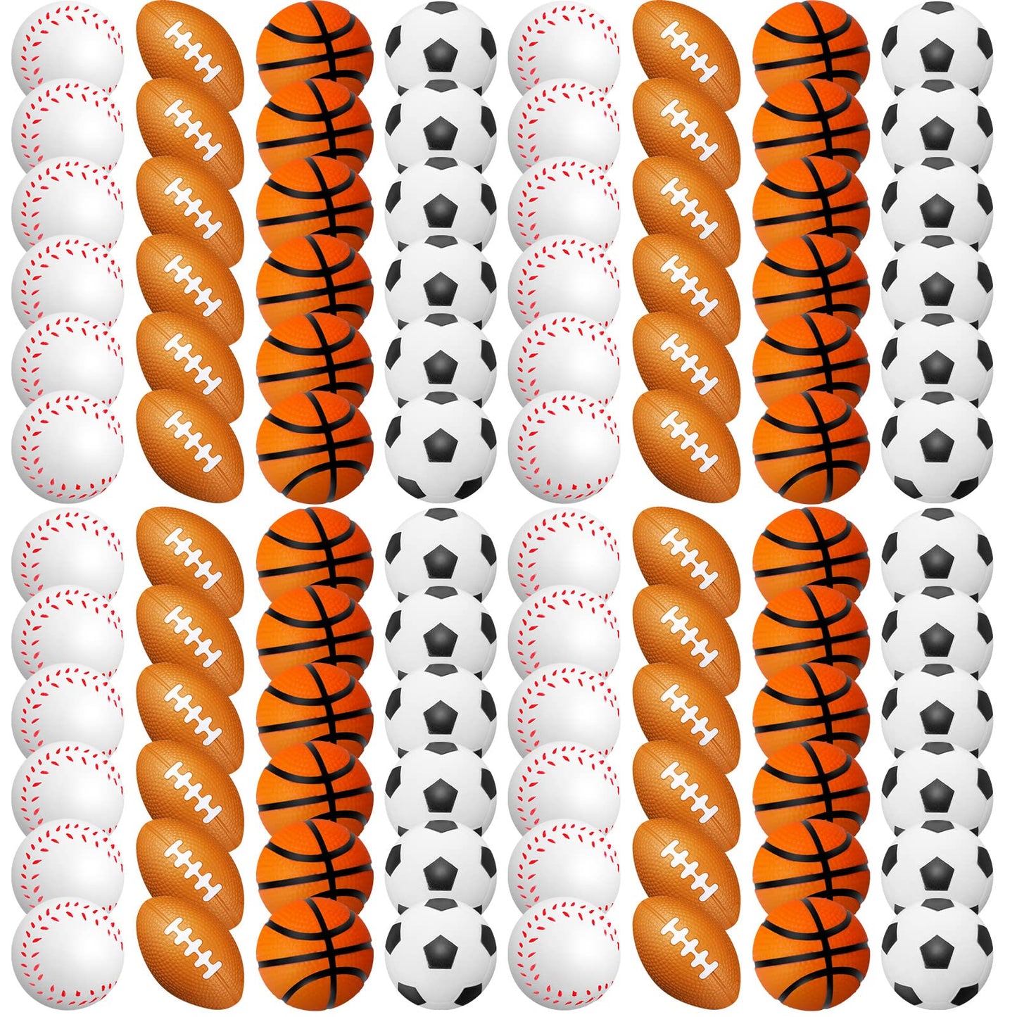 120 Pieces Sports Stress Balls Mini Foam Soccer Ball, Basketball, Football, Baseball Stress Toys for Anxiety Relief Sports Themed Birthday Party Supplies Game Stocking Stuffers
