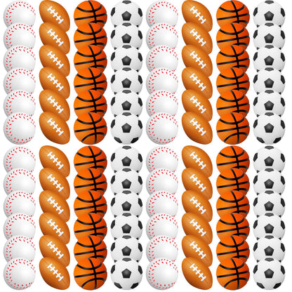 120 Pieces Sports Stress Balls Mini Foam Soccer Ball, Basketball, Football, Baseball Stress Toys for Anxiety Relief Sports Themed Birthday Party Supplies Game Stocking Stuffers