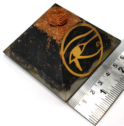 Large Orgone Pyramid | Shungite Pyramid Crystal | Eye of Horus Orgonite Pyramid | Organ Pyramids Positive Energy Healing