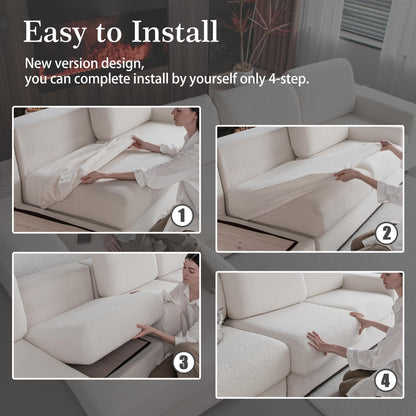 OHSIO Couch Cushion Covers for Sectional Sofa, Stretch Soft Sofa Slipcovers Washable Wear-Resistant Universal Furniture Protector for Living Room(1 Piece Chair Cover, Ivory)