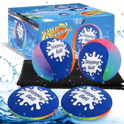 Korlon Skipping Water Ball, 4 Pack Water Bouncing Balls for Pool, Colorful Pool Toys for Swimming Game Summer Fun Lake Beach, Water Balls Toys with Mesh Bag
