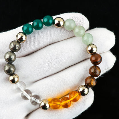 CRYSTALIS Wealth Bracelet, Mix Gemstone Crystals Bracelet for Boosting Money and Good Luck - 8mm Beaded Bracelet for Women Men Unisex - Elastic Adjustable Size