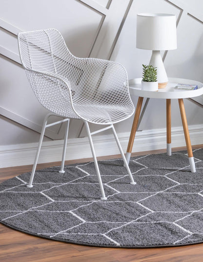 Unique Loom Trellis Frieze Collection Area Rug - Geometric (3' x 5' Oval, Dark Gray/ Ivory)