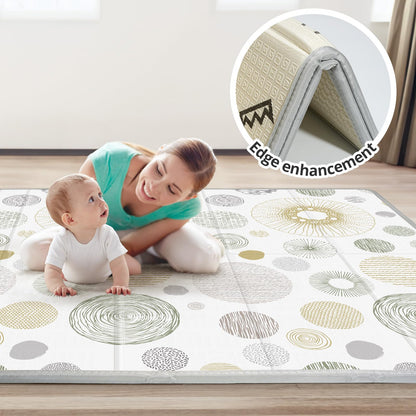 Piglog Extra Large Play Mat for Baby, 0.8 Inch Thick BPA Free, Reversible Foldable Baby Play Mat, 79" x71" Waterproof Foam Floor Baby Crawling Mat, Portable Playmat for Infants, Toddler, Kids, Circle