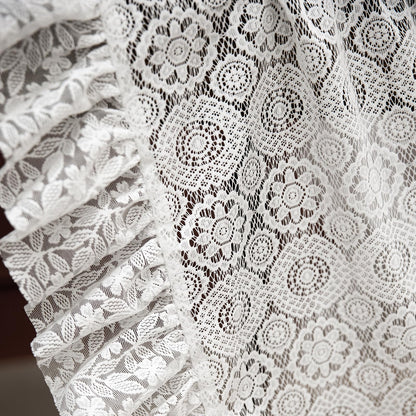 GLORY SEASON Lace Tablecloth with Flower and Leaf Pattern Fabric Ivory White Rectangle/Oblong Table Cloth Cover for Wedding Buffet Banquet Parties Holiday Farmhouse Kitchen Dining Decor 52x70 Inch